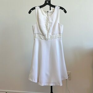 BCBGeneration White Sleeveless Crew Neck Lace Fit and Flare mini Dress 2